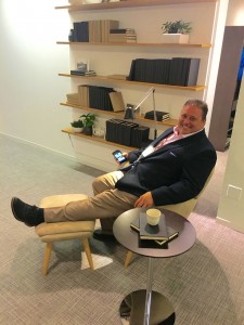 Dean enjoying a Gunlocke Iris Chair